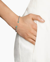 Cable Flex® Bracelet in Sterling Silver with 14K Yellow Gold and Turquoise, 4mm